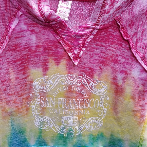 Rainbow Girls Sweater XL Red to Purple Ombre‎ Tie Dye San Francisco Pullover - Picture 7 of 7